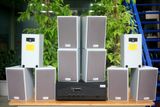 Loa treo tường, phát nhạc nền thông báo: Amply Goldsound A918 hai kênh 1200w + 10 Loa Goldsound vệ tinh treo tường V58C 58w, loa được thiết kế riêng cho quán, bật lớn không tạp âm, miễn phí công lắp đặt, bảo hành dài hạn 5 năm.