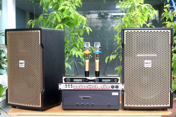 [Diện tích 60m2 + 2 Kênh] Amply A918 + 2 V238 Gold + 1 vang + 2 Micro