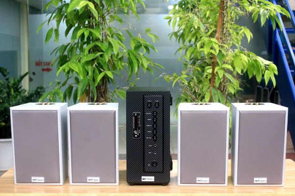 [Diện tích 80m2 + 02 Kênh] Amply AMT384_TH Goldsound 2 vùng âm lượng 380w + 4 loa Goldsound V58C_TH 58w, loa được thiết kế riêng cho quán, bật lớn không tạp âm, miễn phí công lắp đặt, bảo hành dài hạn 5 năm.