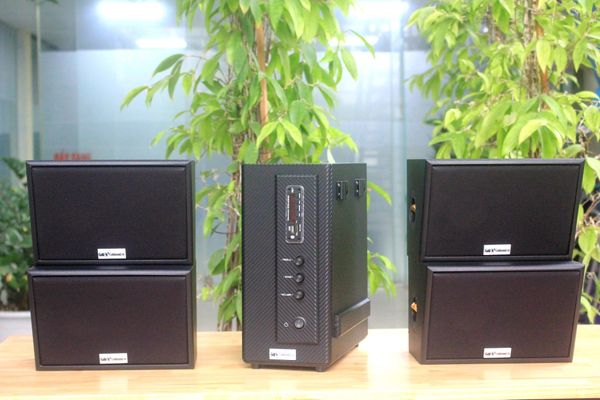 Dàn loa treo tường thông báo phát nhạc nền tự động: AMT155 Goldsound 150w + 4 loa Goldsound ngoài trời V50NT 50w, loa được thiết kế riêng cho quán, bật lớn không tạp âm, miễn phí công lắp đặt, bảo hành 12 tháng