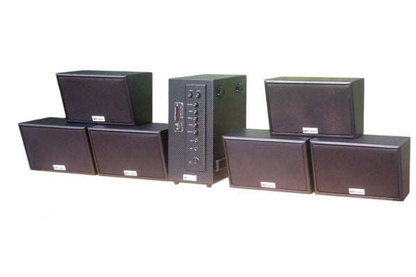 [Diện tích 80m2 + 2 Kênh] AMT384_DA Goldsound 2 vùng âm lượng 380w + 6 loa Goldsound ngoài trời V50NT_DA 50w, loa được thiết kế riêng cho quán, bật lớn không tạp âm, miễn phí công lắp đặt, bảo hành 12 tháng