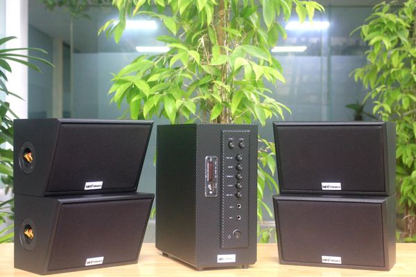 Dàn loa treo tường thông báo phát nhạc nền tự động: AMT384 Goldsound 2 vùng âm lượng 380w + 4 loa Goldsound ngoài trời V50NT 50w, loa được thiết kế riêng cho quán, bật lớn không tạp âm, miễn phí công lắp đặt, bảo hành 12 tháng