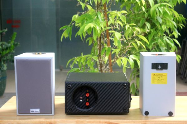 Dàn loa treo tường thông báo phát nhạc nền: 1 Amply AMT155 Goldsound 150w + 2 loa Goldsound V58C 58w, loa được thiết kế riêng cho quán, bật lớn không tạp âm, miễn phí công lắp đặt, bảo hành dài hạn 5 năm.