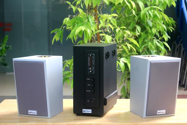 Dàn loa treo tường thông báo phát nhạc nền: 1 Amply AMT155 Goldsound 150w + 2 loa Goldsound V58C 58w, loa được thiết kế riêng cho quán, bật lớn không tạp âm, miễn phí công lắp đặt, bảo hành dài hạn 5 năm.