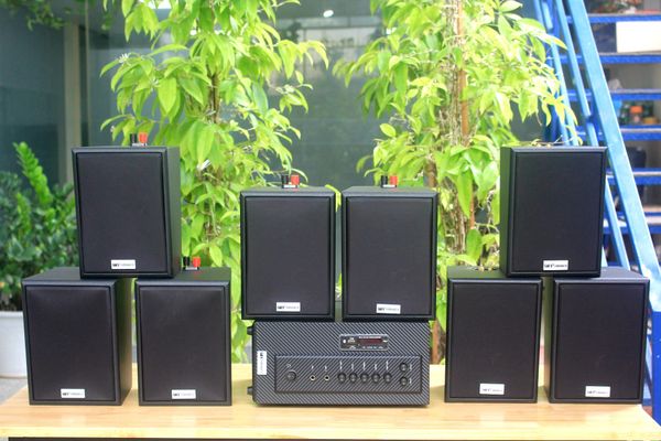 [Diện tích 160m2 + 02 Kênh] AMT384_TH Goldsound 2 vùng âm lượng 380w + 8 loa Goldsound V25C_TH 25w, loa được thiết kế riêng cho quán, bật lớn không tạp âm, miễn phí công lắp đặt, bảo hành dài hạn 5 năm