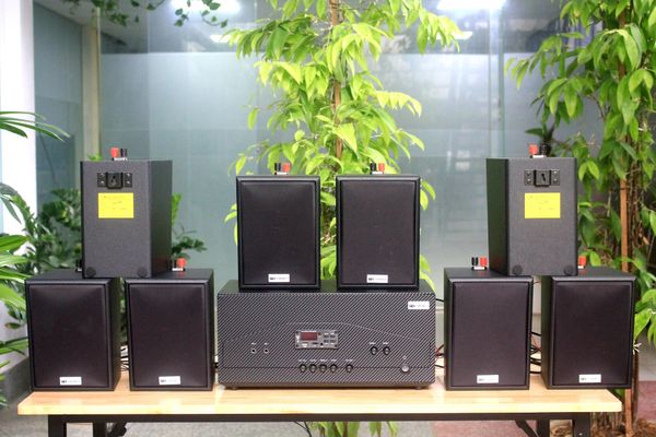 [Diện tích 160m2 + 02 Kênh] Amply A917N_DA Goldsound 2 vùng âm lượng 1200w + 8 loa Goldsound V25C_DA 25w, loa được thiết kế riêng cho quán, bật lớn không tạp âm, miễn phí công lắp đặt, bảo hành dài hạn 5 năm.