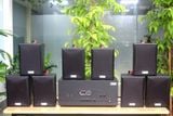 [Diện tích 160m2 + 02 Kênh] Amply A917N Goldsound 2 vùng âm lượng 1200w + 8 loa Goldsound V25C 25w, loa được thiết kế riêng cho quán, bật lớn không tạp âm, miễn phí công lắp đặt, bảo hành dài hạn 5 năm.