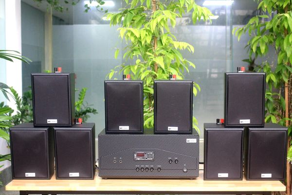 [Diện tích 160m2 + 02 Kênh] Amply A917N_DA Goldsound 2 vùng âm lượng 1200w + 8 loa Goldsound V25C_DA 25w, loa được thiết kế riêng cho quán, bật lớn không tạp âm, miễn phí công lắp đặt, bảo hành dài hạn 5 năm.