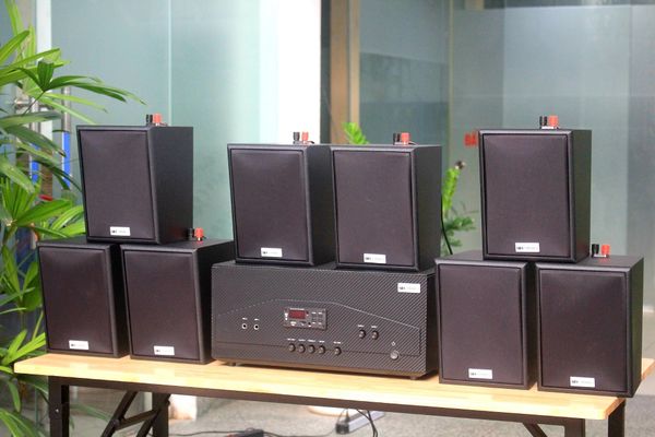 [Diện tích 160m2 + 02 Kênh] Amply A917N Goldsound 2 vùng âm lượng 1200w + 8 loa Goldsound V25C 25w, loa được thiết kế riêng cho quán, bật lớn không tạp âm, miễn phí công lắp đặt, bảo hành dài hạn 5 năm.