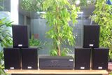 Dàn loa treo tường thông báo, phát nhạc nền tự động: Amply A918 Goldsound 2 vùng âm lượng 1200w + 6 loa Goldsound V55C 55w, loa được thiết kế riêng cho quán, bật lớn không tạp âm, miễn phí công lắp đặt, bảo hành dài hạn 5 năm