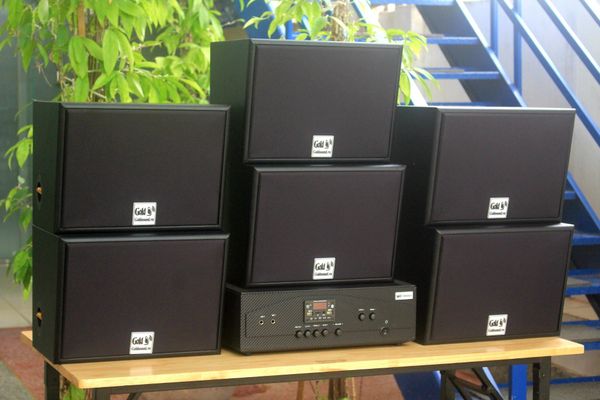 [Diện tích 180m2 + 2 Kênh] A917_TH Goldsound 2 vùng âm lượng 1200w + 6 loa Goldsound treo tường V130_TH 130w, loa được thiết kế riêng cho quán, bật lớn không tạp âm, miễn phí công lắp đặt, bảo hành dài hạn 5 năm.