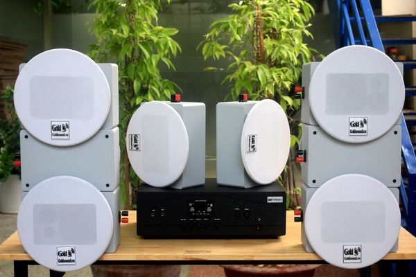 [Diện tích 160m2 + 2 Kênh] A917_TH Goldsound 2 vùng âm lượng 1200w + 8 loa âm trần Goldsound VAT28_TH 28w, loa được thiết kế riêng cho quán, bật lớn không tạp âm, miễn phí công lắp đặt, bảo hành dài hạn 5 năm