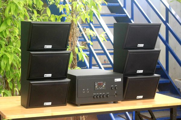 [Diện tích 120m2 + 02 Kênh] A907 Goldsound 2 vùng âm lượng 900w + 6 loa Goldsound ngoài trời V40NT 40w, loa được thiết kế riêng cho quán, bật lớn không tạp âm, miễn phí công lắp đặt, bảo hành 12 tháng
