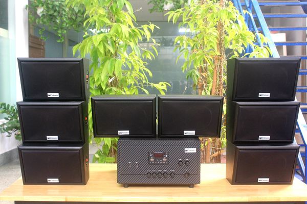 Dàn loa sân vườn: Amply A907 Goldsound 2 vùng âm lượng 900w + 8 loa Goldsound ngoài trời V40NT 40w loa được thiết kế riêng cho quán, bật lớn không tạp âm, miễn phí công lắp đặt, bảo hành 12 tháng