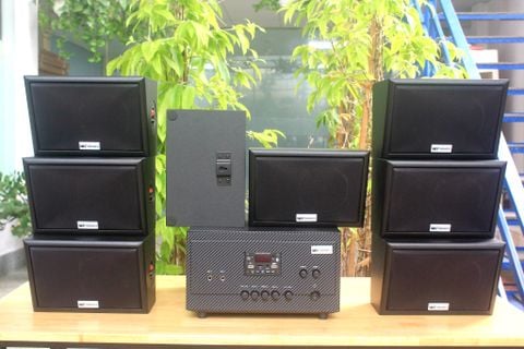 Dàn loa sân vườn: Amply A907 Goldsound 2 vùng âm lượng 900w + 8 loa Goldsound ngoài trời V40NT 40w loa được thiết kế riêng cho quán, bật lớn không tạp âm, miễn phí công lắp đặt, bảo hành 12 tháng