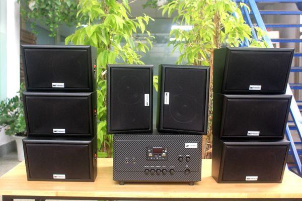 Dàn loa sân vườn: Amply A907 Goldsound 2 vùng âm lượng 900w + 8 loa Goldsound ngoài trời V40NT 40w loa được thiết kế riêng cho quán, bật lớn không tạp âm, miễn phí công lắp đặt, bảo hành 12 tháng