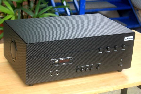 Amply cho quán cafe A384_TH-4K: 4 phân vùng đầu ra (800w, đủ kết nối Bluetooth, RCA, AV, USB) chuyên dụng cho quán cafe, nhà hàng