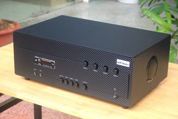Amply cho quán cafe A384_TH-4K: 4 phân vùng đầu ra (800w, đủ kết nối Bluetooth, RCA, AV, USB) chuyên dụng cho quán cafe, nhà hàng