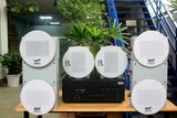[Diện tích 160m2 + 04 Kênh] A384-4K_SG Goldsound 4 vùng âm lượng 800w + 8 loa âm trần Goldsound VAT38_SG 38w, Amply 4 - 6 vùng âm lượng, loa được thiết kế riêng cho quán, bật lớn không tạp âm, miễn phí công lắp đặt, bảo hành dài hạn 5 năm.
