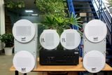 [Diện tích 160m2 + 04 Kênh] A384-4K_TH Goldsound 4 vùng âm lượng 800w + 8 loa âm trần Goldsound VAT38_TH 38w, Amply 4 - 6 vùng âm lượng, loa được thiết kế riêng cho quán, bật lớn không tạp âm, miễn phí công lắp đặt, bảo hành dài hạn 5 năm.