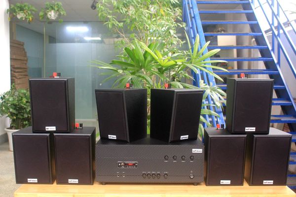 [Diện tích 160m2 + 4 Kênh] A384_TH-4K Goldsound 4 vùng âm lượng 800w + 8 loa Goldsound V25C_TH 25W, Amply 4 - 6 vùng âm lượng, loa được thiết kế riêng cho quán, bật lớn không tạp âm, miễn phí công lắp đặt, bảo hành dài hạn 5 năm.