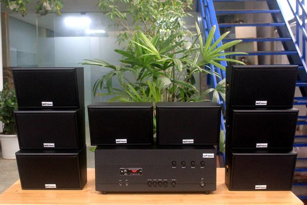 [Diện tích 160m2 + 04 Kênh] A384-4K_TH Goldsound 4 vùng âm lượng 800w + 8 loa Goldsound ngoài trời V50NT_TH 50w, Amply 4 - 6 vùng âm lượng, loa được thiết kế riêng cho quán, bật lớn không tạp âm, miễn phí công lắp đặt, bảo hành 12 tháng