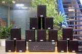 Dàn loa treo tường: Amply A384-6K Goldsound 6 vùng âm lượng 1200w + 12 loa Goldsound V24C 24w, Amply 4 - 6 vùng âm lượng, loa được thiết kế riêng cho quán, bật lớn không tạp âm, miễn phí công lắp đặt, bảo hành dài hạn 5 năm.
