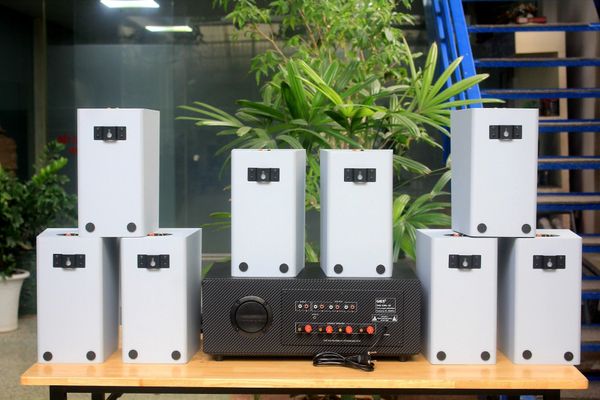 [Diện tích 160m2 + 04 Kênh] A384_TH-4K Goldsound 4 vùng âm lượng 800w + 8 loa Goldsound V58C_TH 58w, Amply 4 - 6 vùng âm lượng, loa được thiết kế riêng cho quán, bật lớn không tạp âm, miễn phí công lắp đặt, bảo hành dài hạn 5 năm.