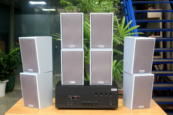 [Diện tích 160m2 + 04 Kênh] A384_SG-4K Goldsound 4 vùng âm lượng 800w + 8 loa Goldsound V58C_SG 58w, Amply 4 - 6 vùng âm lượng, loa được thiết kế riêng cho quán, bật lớn không tạp âm, miễn phí công lắp đặt, bảo hành dài hạn 5 năm.