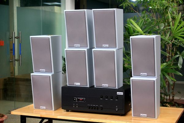 [Diện tích 160m2 + 04 Kênh] A384_TH-4K Goldsound 4 vùng âm lượng 800w + 8 loa Goldsound V58C_TH 58w, Amply 4 - 6 vùng âm lượng, loa được thiết kế riêng cho quán, bật lớn không tạp âm, miễn phí công lắp đặt, bảo hành dài hạn 5 năm.