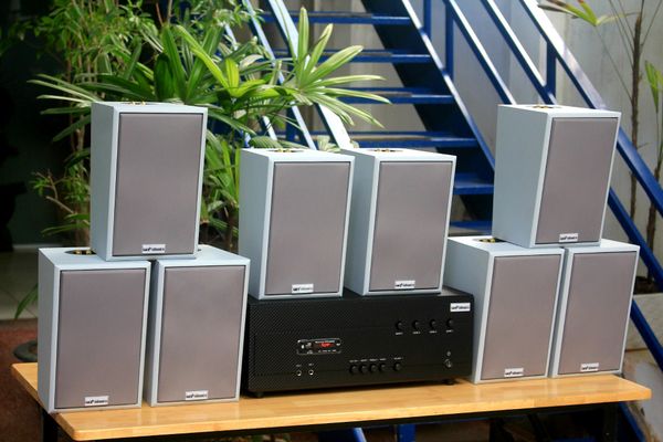 [Diện tích 160m2 + 04 Kênh] A384_SG-4K Goldsound 4 vùng âm lượng 800w + 8 loa Goldsound V58C_SG 58w, Amply 4 - 6 vùng âm lượng, loa được thiết kế riêng cho quán, bật lớn không tạp âm, miễn phí công lắp đặt, bảo hành dài hạn 5 năm.