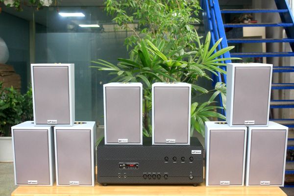 [Diện tích 160m2 + 04 Kênh] A384_TH-4K Goldsound 4 vùng âm lượng 800w + 8 loa Goldsound V58C_TH 58w, Amply 4 - 6 vùng âm lượng, loa được thiết kế riêng cho quán, bật lớn không tạp âm, miễn phí công lắp đặt, bảo hành dài hạn 5 năm.