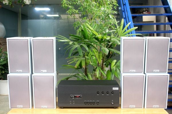 [Diện tích 160m2 + 04 Kênh] A384_TH-4K Goldsound 4 vùng âm lượng 800w + 8 loa Goldsound V58C_TH 58w, Amply 4 - 6 vùng âm lượng, loa được thiết kế riêng cho quán, bật lớn không tạp âm, miễn phí công lắp đặt, bảo hành dài hạn 5 năm.