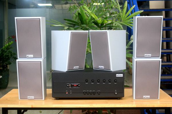 [Diện tích 120m2 + 06 Kênh] A384_TH-6K Goldsound 6 vùng âm lượng 1200w + 6 loa Goldsound V58C_TH 58w, Amply 4 - 6 vùng âm lượng, loa được thiết kế riêng cho quán, bật lớn không tạp âm, miễn phí công lắp đặt, bảo hành dài hạn 5 năm.