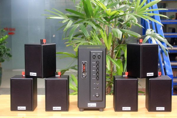 [Diện tích 100m2 + 2 Kênh] Gold4cafe_SG 6.0 (01 amply + 06 loa treo tường), , Amply 2 vùng âm lượng, loa được thiết kế riêng cho quán, bật lớn không tạp âm, bảo hành dài hạn 5 năm.