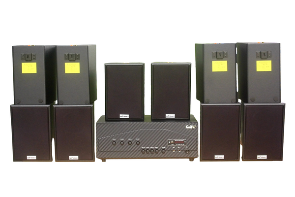 [Diện tích 200m2 + 04 Kênh] A917_SG-4K Goldsound 4 vùng âm lượng 1500w + 10 loa Goldsound V55C_SG 55w, Amply 4 - 6 vùng âm lượng, loa được thiết kế riêng cho quán, bật lớn không tạp âm, miễn phí công lắp đặt, bảo hành dài hạn 5 năm.