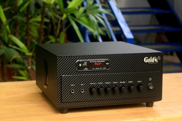 Amply tổng A384_TH Goldsound 2 phân vùng đầu ra (380w, đủ kết nối Bluetooth, RCA, AV, USB) chuyên dụng cho quán cafe, nhà hàng