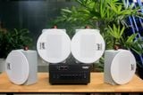 [Diện tích 80m2 + 2 Kênh] Loa âm trần thông báo, phát nhạc nền: Âm ly A384 Goldsound 2 vùng âm lượng 380w + 4 loa âm trần Goldsound VAT38 38w, loa được thiết kế riêng cho quán, bật lớn không tạp âm, miễn phí công lắp đặt, bảo hành dài hạn 5 năm.