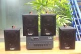 Dàn loa treo tường: Amply A384 Goldsound 2 vùng âm lượng 380w + 4 loa Goldsound V25C, loa được thiết kế riêng cho quán, bật lớn không tạp âm, miễn phí công lắp đặt, bảo hành dài hạn 5 năm.