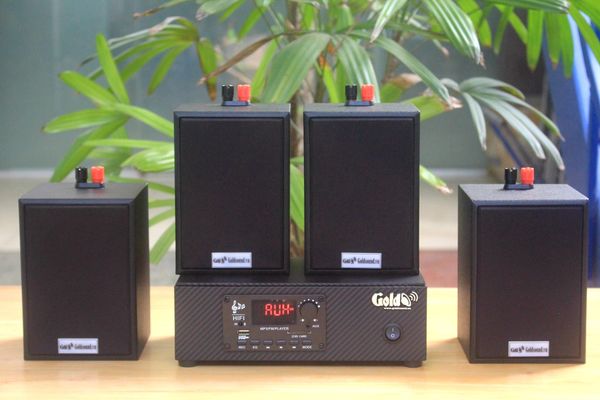 [Diện tích 40m2 + 1 Kênh] Gold4Cafe 4.0: Amply A2.0 + 4 loa treo tường V12, Amply, loa được thiết kế riêng cho quán, bật lớn không tạp âm, bảo hành dài hạn 5 năm.