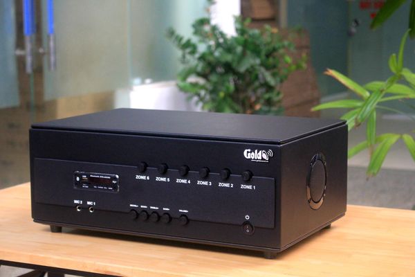 Amply A384PU - 6K: 6 phân vùng đầu ra (1200w, đủ kết nối Bluetooth, RCA, AV, USB) chuyên dụng cho quán cafe, nhà hàng