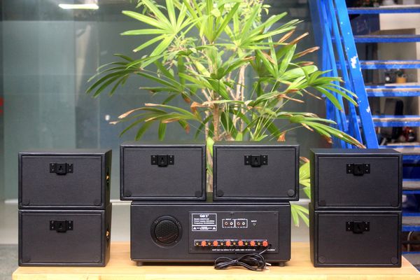 [Diện tích 180m2 + 06 Kênh] Amply Goldsound 384PU-6K, 6 kênh 1200w + 6 loa Goldsound treo tường chống nước V50NT-PU 50w, loa được thiết kế riêng cho quán, bật lớn không tạp âm, miễn phí công lắp đặt, bảo hành dài hạn 12 tháng.