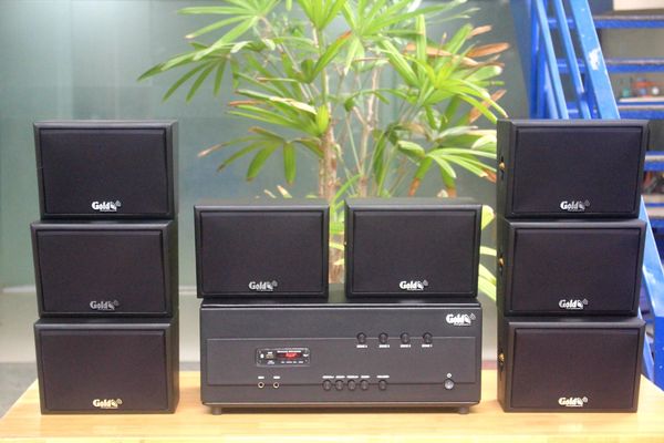 [Diện tích 160m2 + 4 Kênh] Amply Goldsound A384PU_DA-4K 4 vùng âm lượng 800w + 8 loa ngoài trời V40NT_DA-PU 40w, loa được thiết kế riêng cho quán, bật lớn không tạp âm, miễn phí công lắp đặt, bảo hành 12 tháng