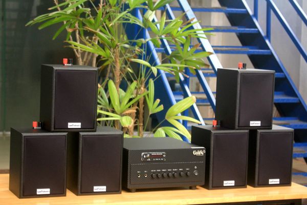[Diện tích 120m2 + 02 Kênh] A384 Goldsound 2 vùng âm lượng 380w + 6 loa Goldsound V24C 24w, loa được thiết kế riêng cho quán, bật lớn không tạp âm, miễn phí công lắp đặt, bảo hành dài hạn 5 năm.