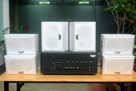 [Diện tích 120m2 + 06 Kênh] A384PU-6K Goldsound 6 vùng âm lượng 1200w + 6 loa Goldsound ngoài trời V50NT-PU 50w, loa được thiết kế riêng cho quán, bật lớn không tạp âm, miễn phí công lắp đặt, bảo hành dài hạn 5 năm.