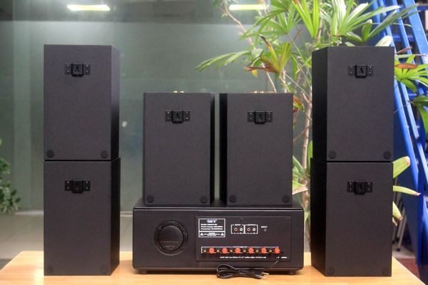 Dàn loa treo tường thông báo phát nhạc nền tự động: Amply A384PU-6K Goldsound 6 vùng âm lượng 1200w + 6 loa Goldsound V70C-PU, Amply 4 - 6 vùng âm lượng, loa được thiết kế riêng cho quán, bật lớn không tạp âm