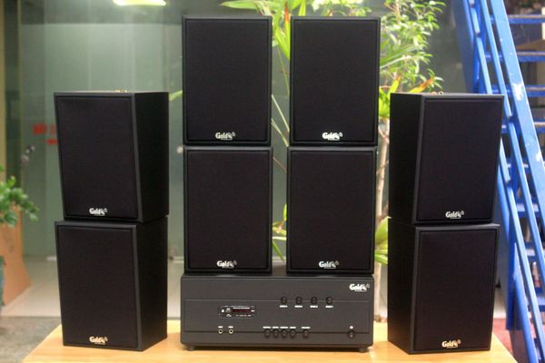 [Diện tích 150m2 + 04 Kênh] Amply A384PU-4K Goldsound 4 vùng âm lượng 800w + 8 loa Goldsound V70C-PU 70w, Amply 4 - 6 vùng âm lượng, loa được thiết kế riêng cho quán, bật lớn không tạp âm, miễn phí công lắp đặt, bảo hành dài hạn 5 năm.