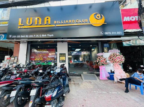 Loa bida cho quán Luna Billiard Club, Q. Bình Thạnh, TP. HCM, amply 2 kênh 1200w, bluetooth 5.0, 8 loa V40C-40w, loa được thiết kế riêng cho quán, bật lớn không tạp âm, miễn phí công lắp đặt, bảo hành dài hạn 5 năm