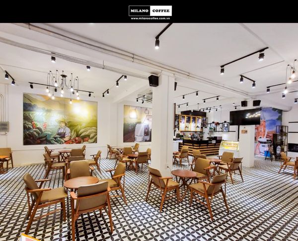 Loa thông báo, phát nhạc nền tự động Goldsound âm trần cho MILANO COFFEE TẠI DĨ AN - BÌNH DƯƠNG, Amply 4 vùng 800w A384 - 4K chuẩn Bluetooth 5.0, loa được thiết kế riêng cho quán, bật lớn không tạp âm, miễn phí công lắp đặt, bảo hành dài hạn 5 năm.