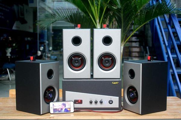 [Từ 40 - 80m2] Dàn loa treo tường Gold4Cafe: 01 âm ly A150 + 04 Loa Vệ tinh V26